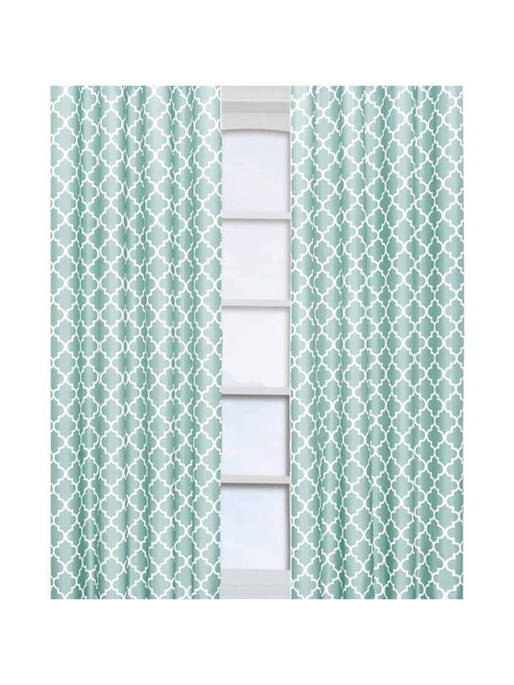 Elegant Teal Patterned Curtains 52x63